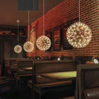Spark Ball Pendant Light, Stainless Steel Sphere, Warm White LED