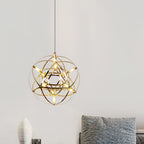 Spark Ball Pendant Light, Stainless Steel Sphere, Warm White LED