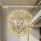 Spark Ball Pendant Light, Stainless Steel Sphere, Warm White LED