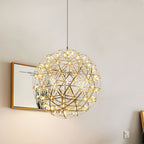 Spark Ball Pendant Light, Stainless Steel Sphere, Warm White LED