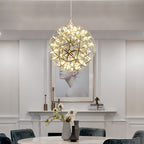 Spark Ball Pendant Light, Stainless Steel Sphere, Warm White LED