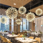 Spark Ball Pendant Light, Stainless Steel Sphere, Warm White LED
