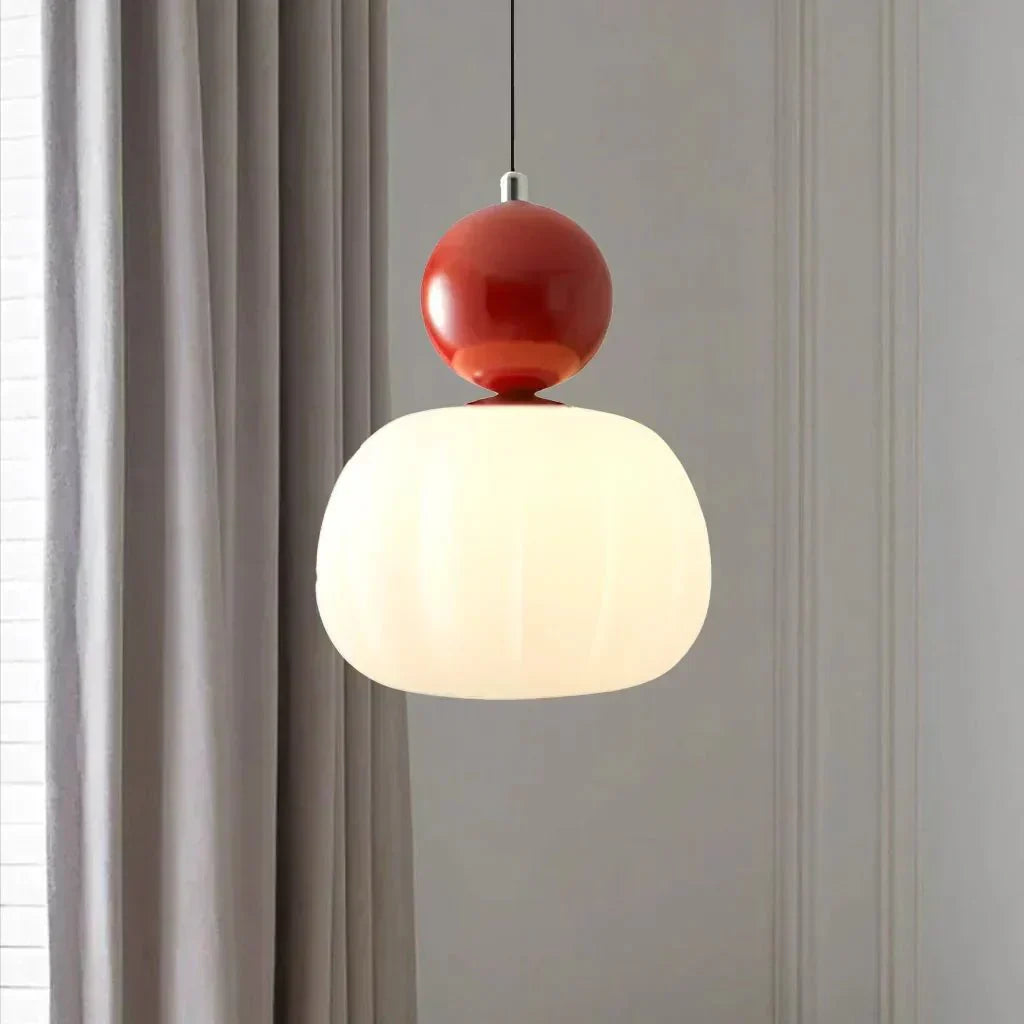 Pendant Light With Sphere Diffuser And Metallic Accents, 12-Inch