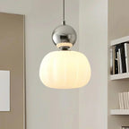Pendant Light With Sphere Diffuser And Metallic Accents, 12-Inch