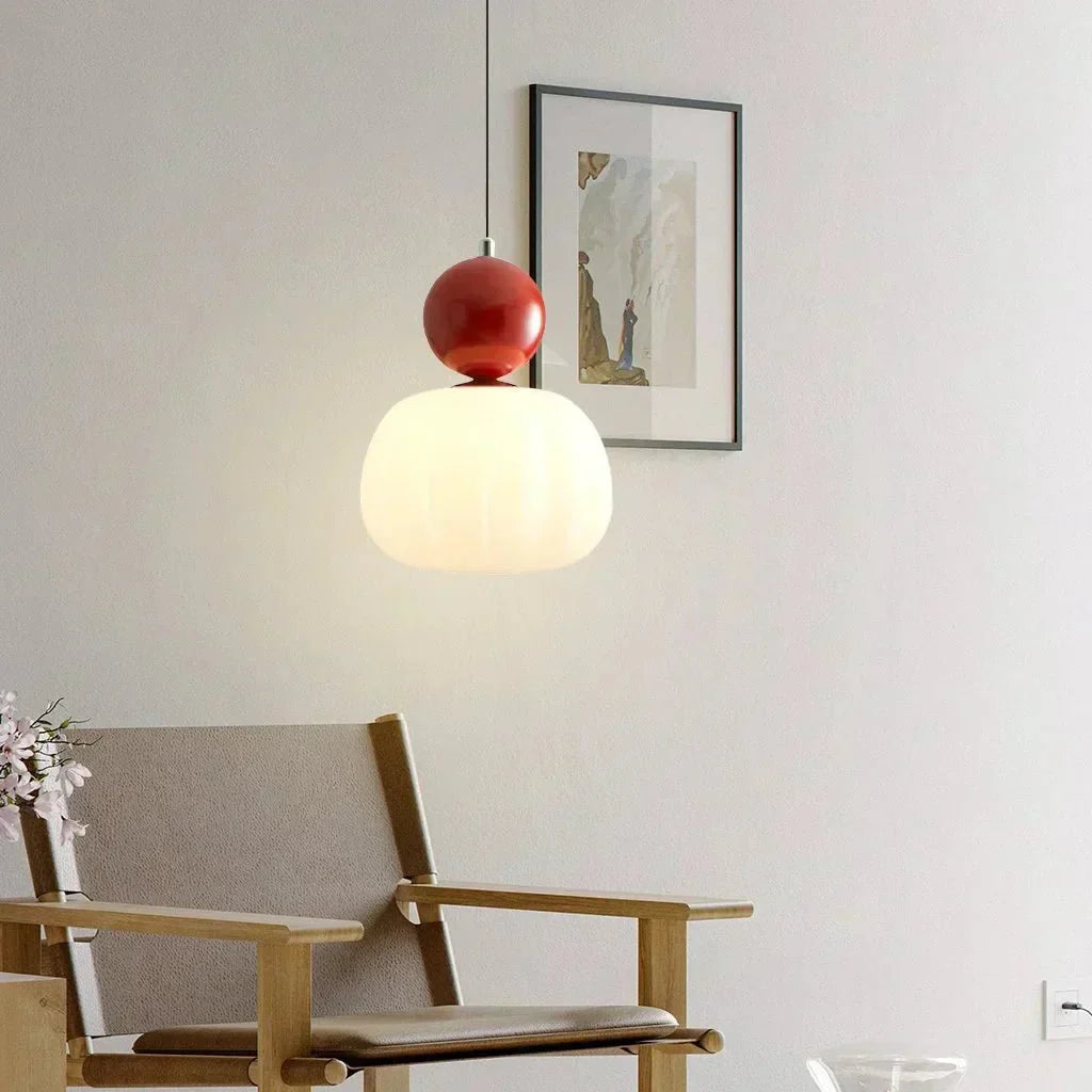 Pendant Light With Sphere Diffuser And Metallic Accents, 12-Inch