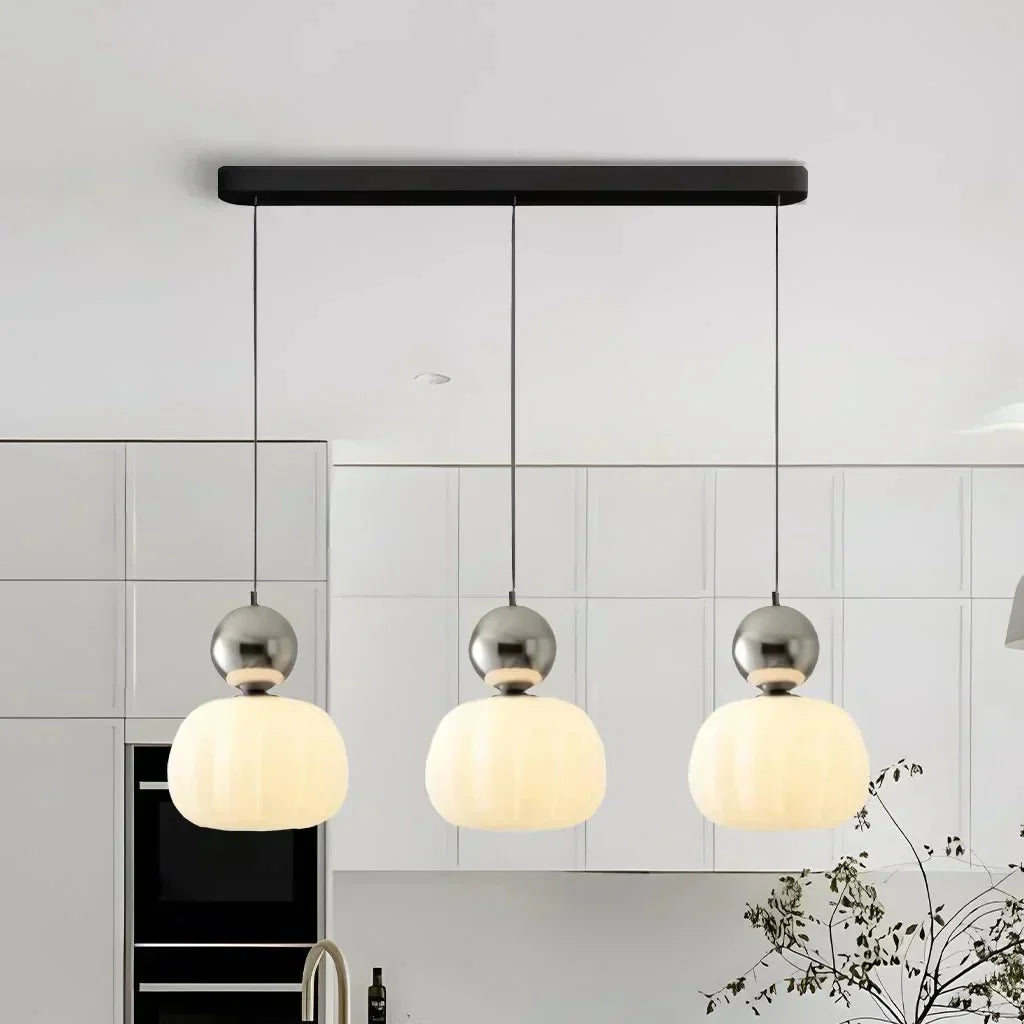 Pendant Light With Sphere Diffuser And Metallic Accents, 12-Inch
