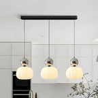 Pendant Light With Sphere Diffuser And Metallic Accents, 12-Inch