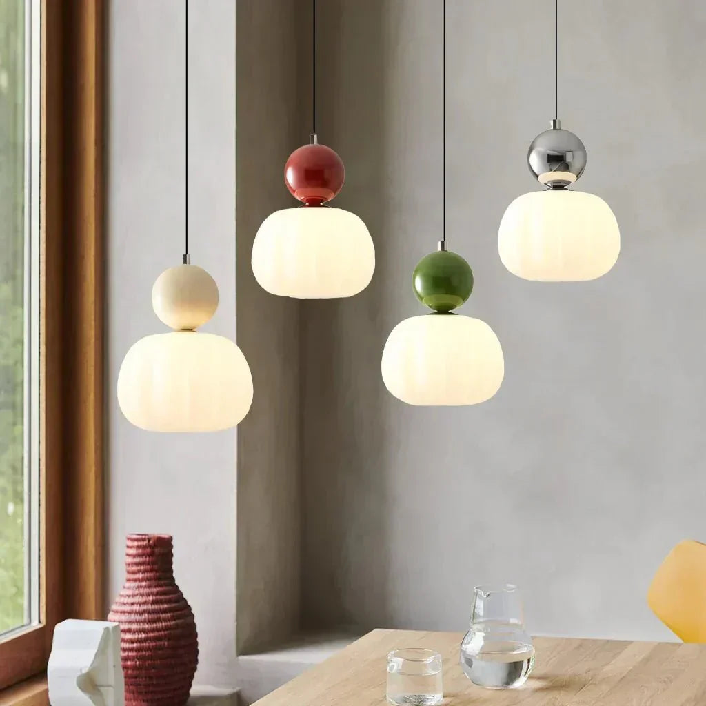 Pendant Light With Sphere Diffuser And Metallic Accents, 12-Inch