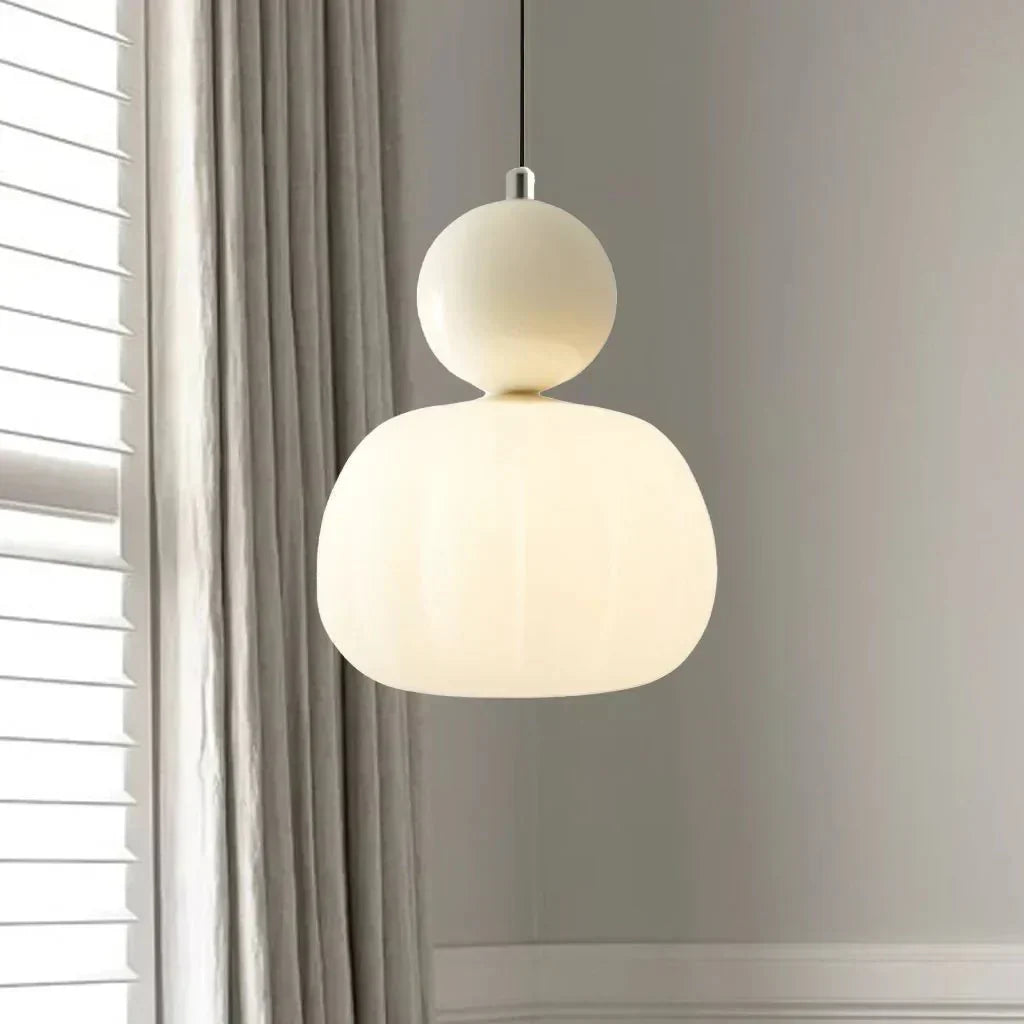 Pendant Light With Sphere Diffuser And Metallic Accents, 12-Inch