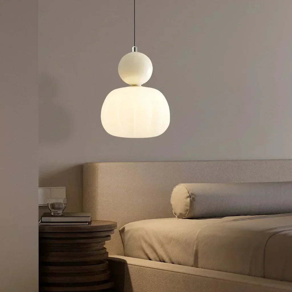Pendant Light With Sphere Diffuser And Metallic Accents, 12-Inch