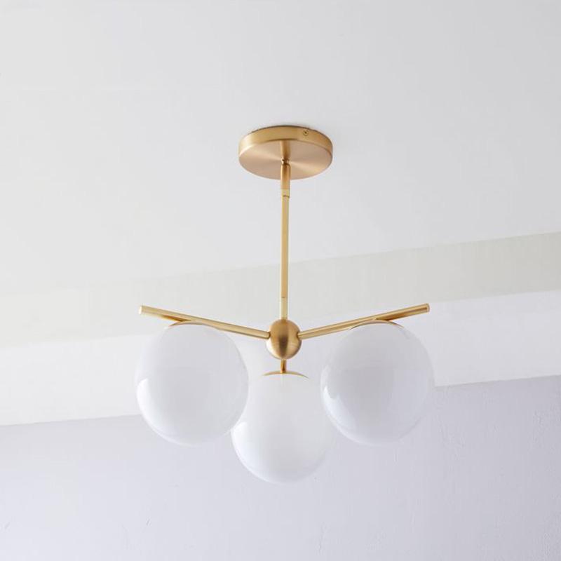 Lustra Sphere & Stem Brass Chandelier With Glass Globe Shades