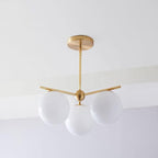Lustra Sphere & Stem Brass Chandelier With Glass Globe Shades