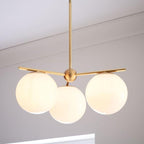 Lustra Sphere & Stem Brass Chandelier With Glass Globe Shades