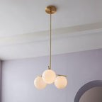 Lustra Sphere & Stem Brass Chandelier With Glass Globe Shades