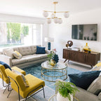 Lustra Sphere & Stem Brass Chandelier With Glass Globe Shades