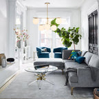 Lustra Sphere & Stem Brass Chandelier With Glass Globe Shades
