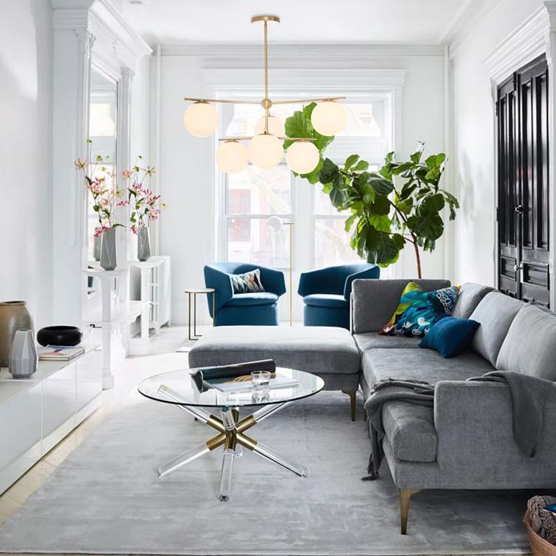 Lustra Sphere & Stem Brass Chandelier With Glass Globe Shades