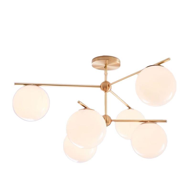 Lustra Sphere & Stem Brass Chandelier With Glass Globe Shades