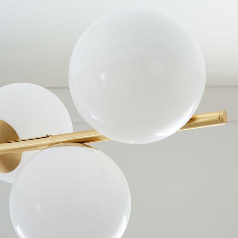 Lustra Sphere & Stem Brass Chandelier With Glass Globe Shades