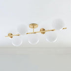 Lustra Sphere & Stem Brass Chandelier With Glass Globe Shades