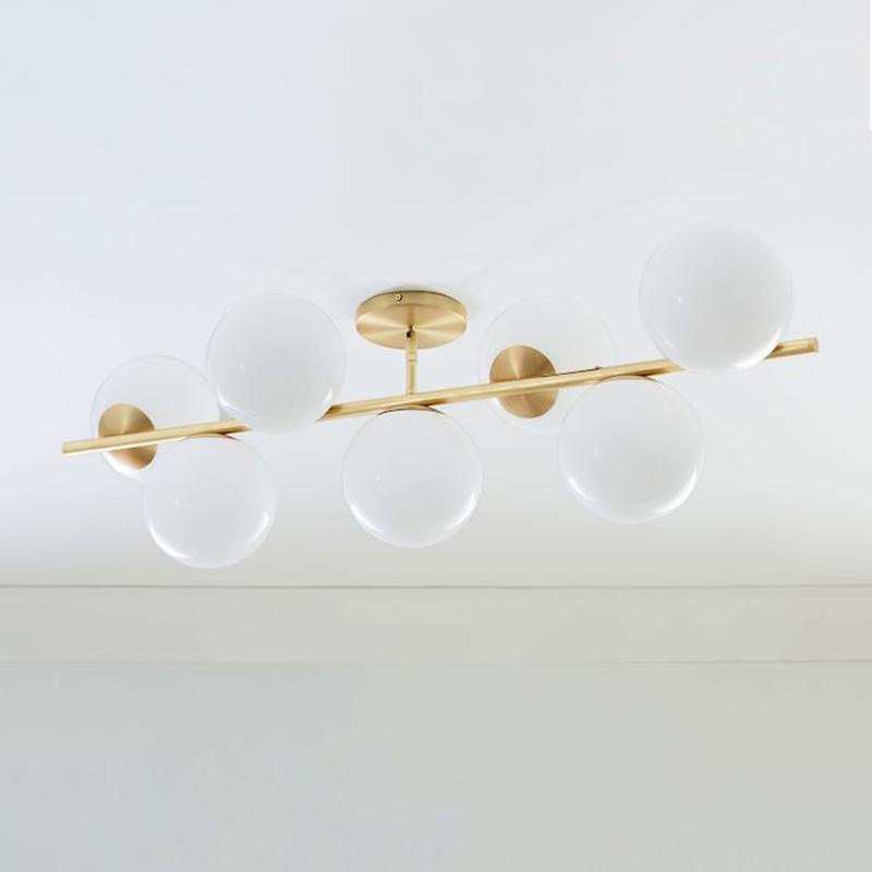 Lustra Sphere & Stem Brass Chandelier With Glass Globe Shades