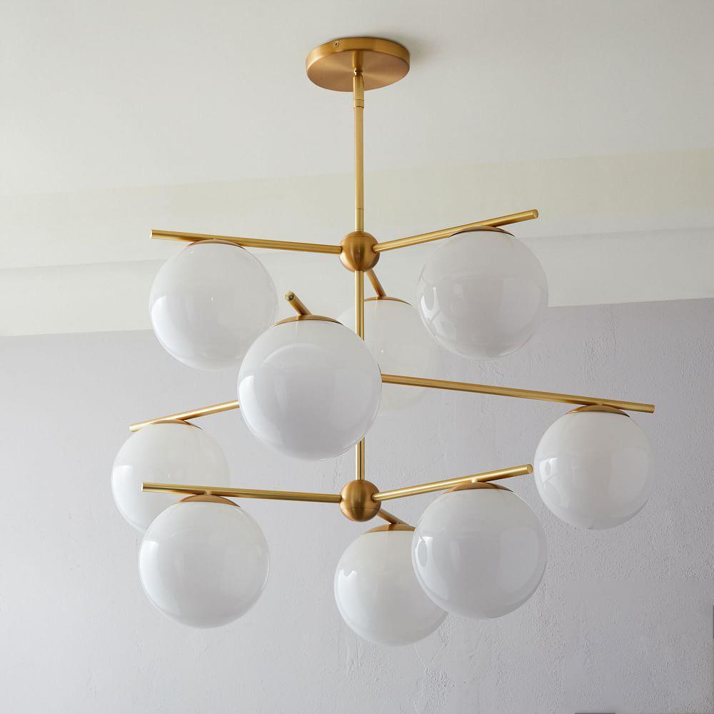 Lustra Sphere & Stem Brass Chandelier With Glass Globe Shades