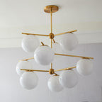 Lustra Sphere & Stem Brass Chandelier With Glass Globe Shades