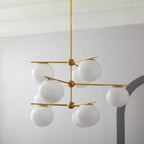 Lustra Sphere & Stem Brass Chandelier With Glass Globe Shades