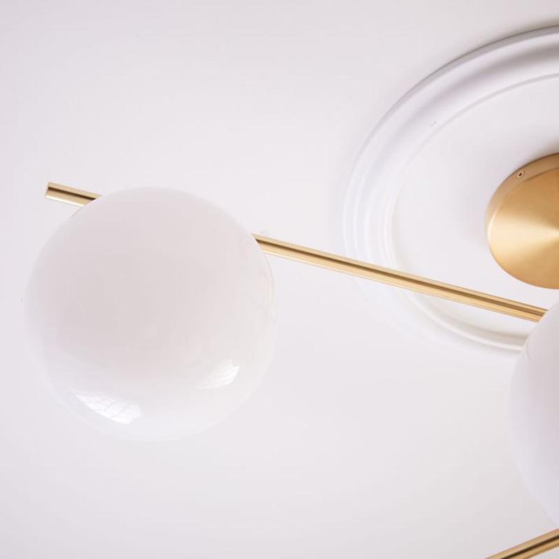 Lustra Sphere & Stem Brass Chandelier With Glass Globe Shades