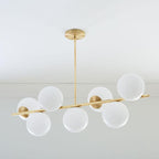 Lustra Sphere & Stem Brass Chandelier With Glass Globe Shades