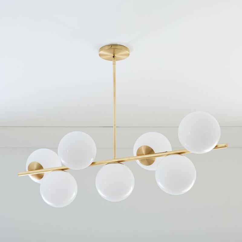 Lustra Sphere & Stem Brass Chandelier With Glass Globe Shades