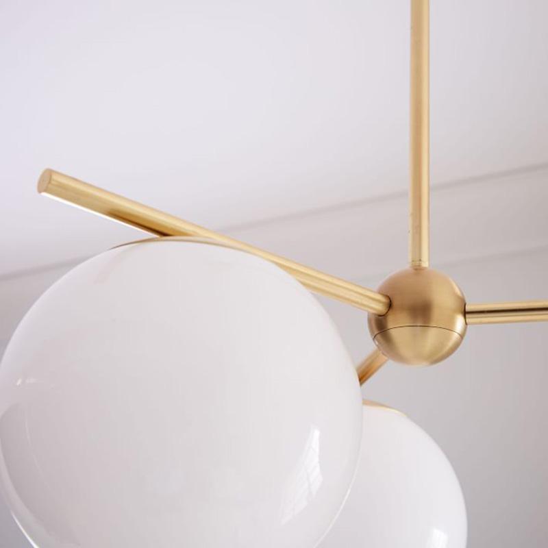 Lustra Sphere & Stem Brass Chandelier With Glass Globe Shades