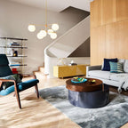 Lustra Sphere & Stem Brass Chandelier With Glass Globe Shades
