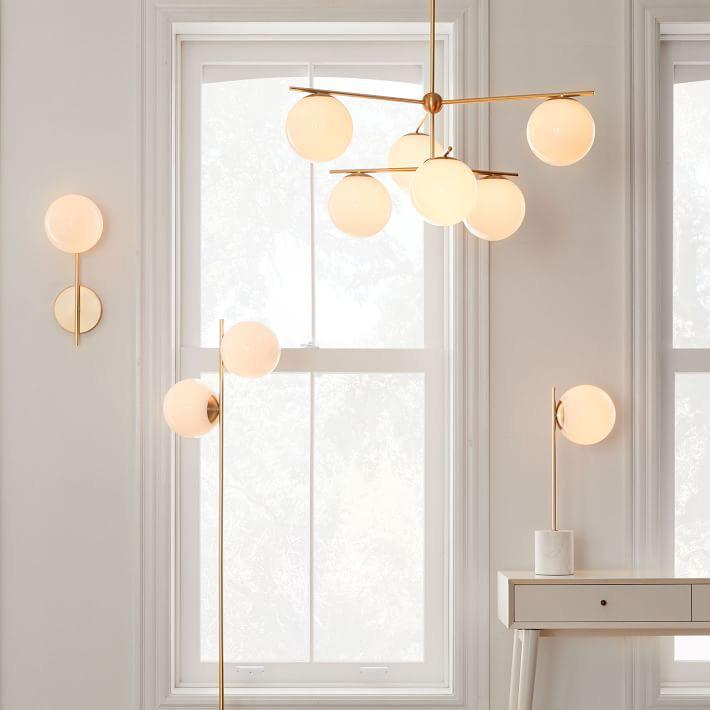 Lustra Sphere & Stem Brass Chandelier With Glass Globe Shades
