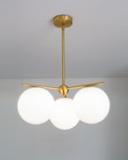 Lustra Sphere & Stem Brass Chandelier With Glass Globe Shades