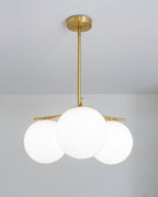 Lustra Sphere & Stem Brass Chandelier With Glass Globe Shades