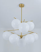 Lustra Sphere & Stem Brass Chandelier With Glass Globe Shades