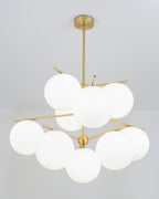 Lustra Sphere & Stem Brass Chandelier With Glass Globe Shades