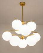 Lustra Sphere & Stem Brass Chandelier With Glass Globe Shades