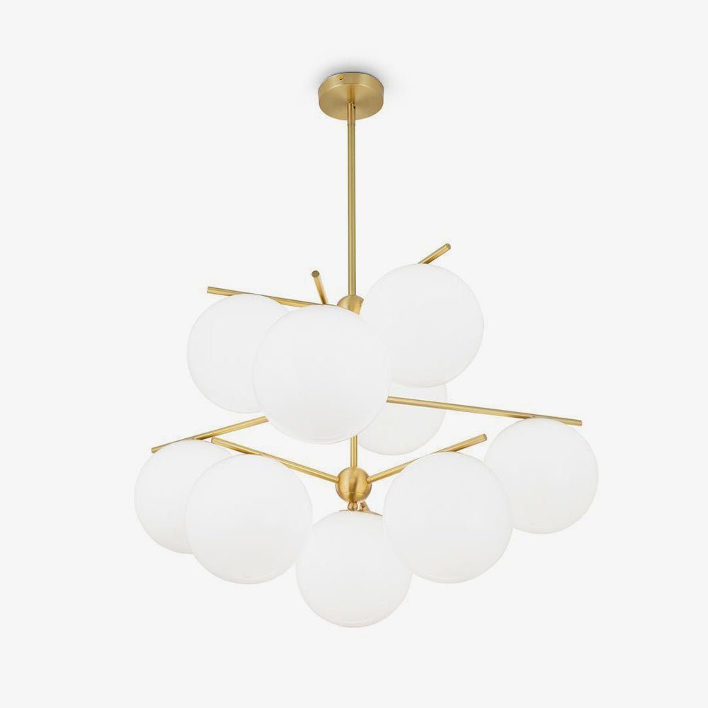 Lustra Sphere & Stem Brass Chandelier With Glass Globe Shades