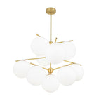 Lustra Sphere & Stem Brass Chandelier With Glass Globe Shades