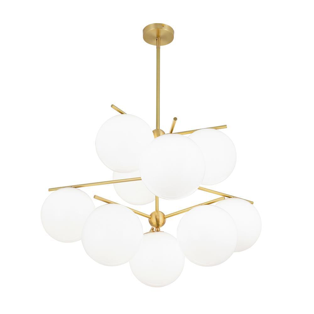 Lustra Sphere & Stem Brass Chandelier With Glass Globe Shades