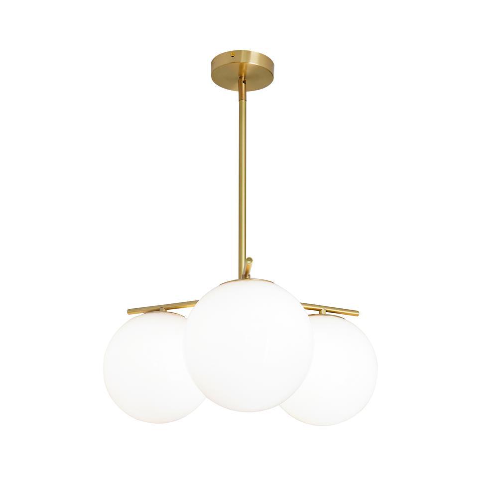 Lustra Sphere & Stem Brass Chandelier With Glass Globe Shades