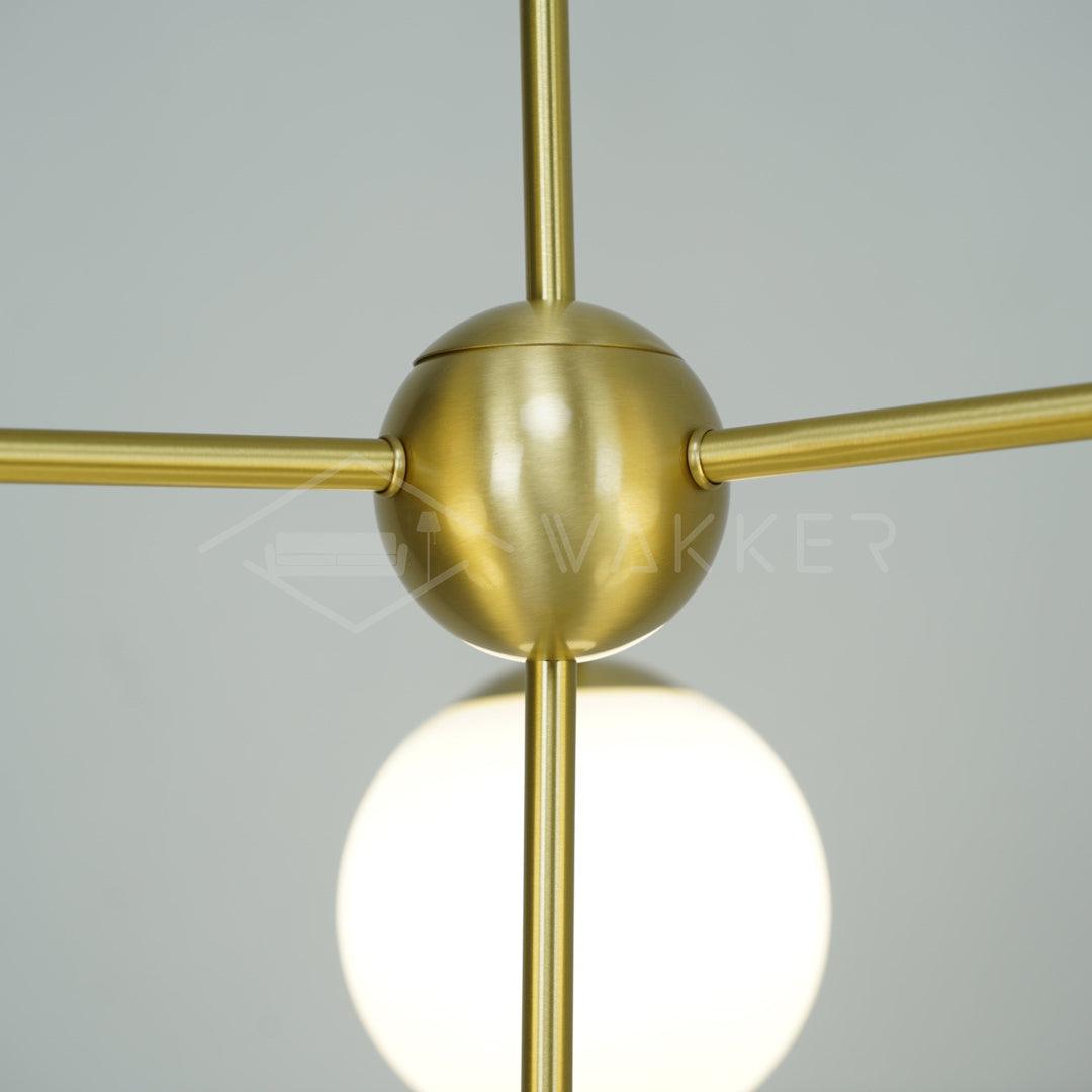 Lustra Sphere & Stem Brass Chandelier With Glass Globe Shades