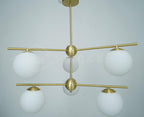 Lustra Sphere & Stem Brass Chandelier With Glass Globe Shades