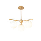 Lustra Sphere & Stem Brass Chandelier With Glass Globe Shades