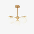 Lustra Sphere & Stem Brass Chandelier With Glass Globe Shades