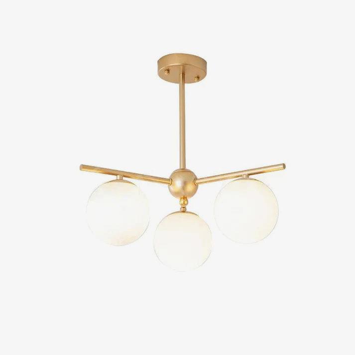 Lustra Sphere & Stem Brass Chandelier With Glass Globe Shades