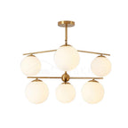Lustra Sphere & Stem Brass Chandelier With Glass Globe Shades