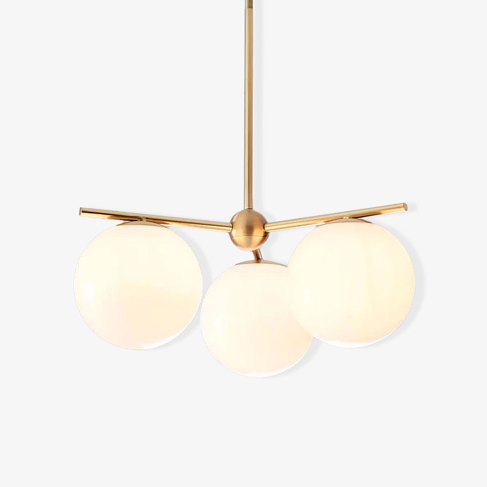 Lustra Sphere & Stem Brass Chandelier With Glass Globe Shades
